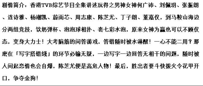 【遊戲綜藝-大玩特玩】【粵語中字】【林曉峰 林盛斌】 2碟